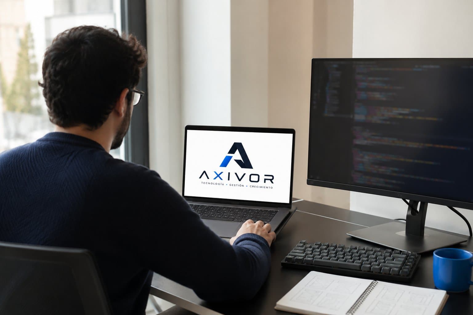 Desarrollador trabajando en el software de un cliente